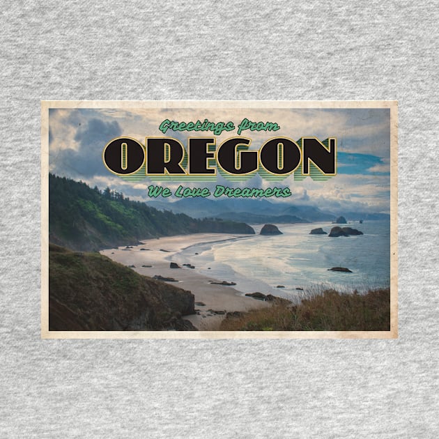 Greetings from Oregon - Vintage Travel Postcard Design by fromthereco